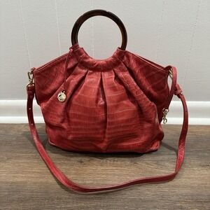 Brahmin‎ Renate Tote Bag Red Dragon Haiku Python Print Leather